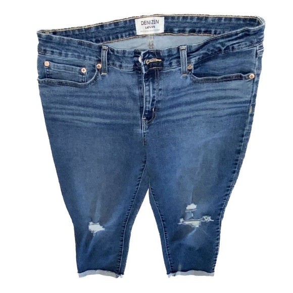 DENIZEN by Levi’s Mid-rise Boyfriend Distressed Raw Cuffed Hem Jeans Size 16 - Picture 4 of 9